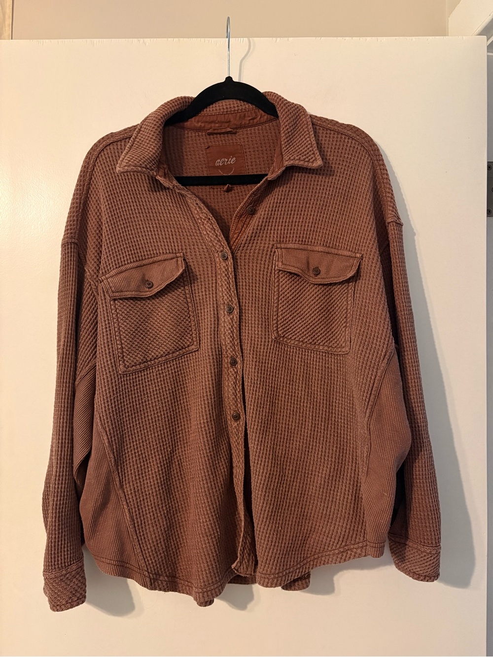 Aerie Lumberjane Waffle Knit Button-Up Shirt Jacket